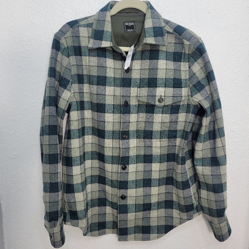 Todd Snyder Wool Utility Overshirt Size XS Blue Grey Plaid $298 Retail NWT